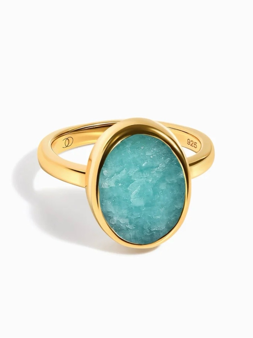 Gold-Plated Amazonite Ring Sz 7